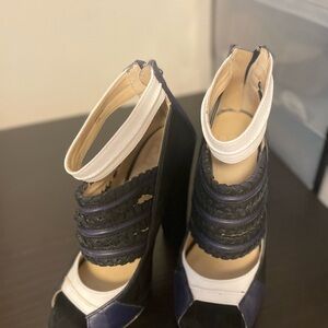 GX by Gwen Stefani Black and White Strappy Heels